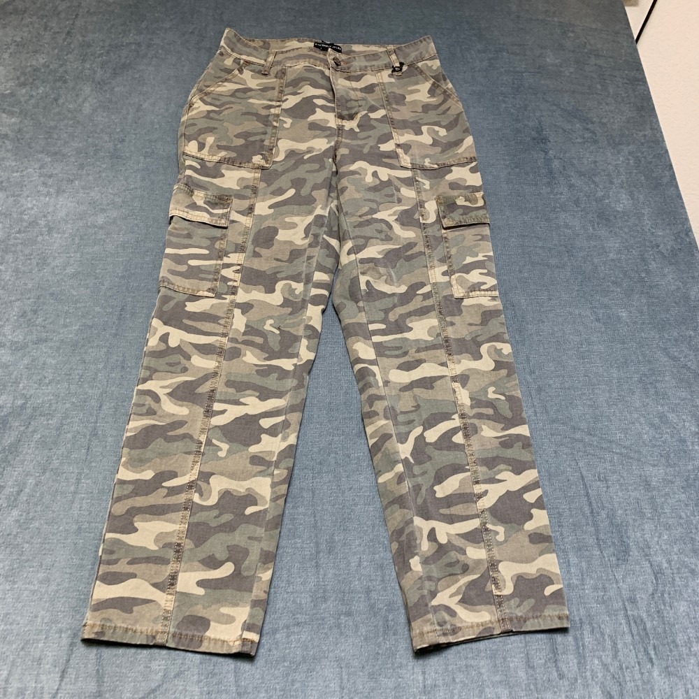 Sincerely Jules Cargo Pants Womens 9/28 Green Camouflage Straight Leg Hiking